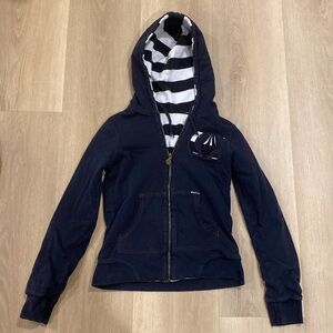 Y2K Volcom Skater Reversible Hoodie- Striped & Black